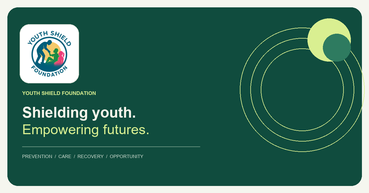 Youth Shield Foundation website preview with its Shielding Youth, Empowering Futures identity